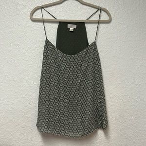 LOFT Outlet Olive Green Cream Ivory Print Strapless Top Size XL